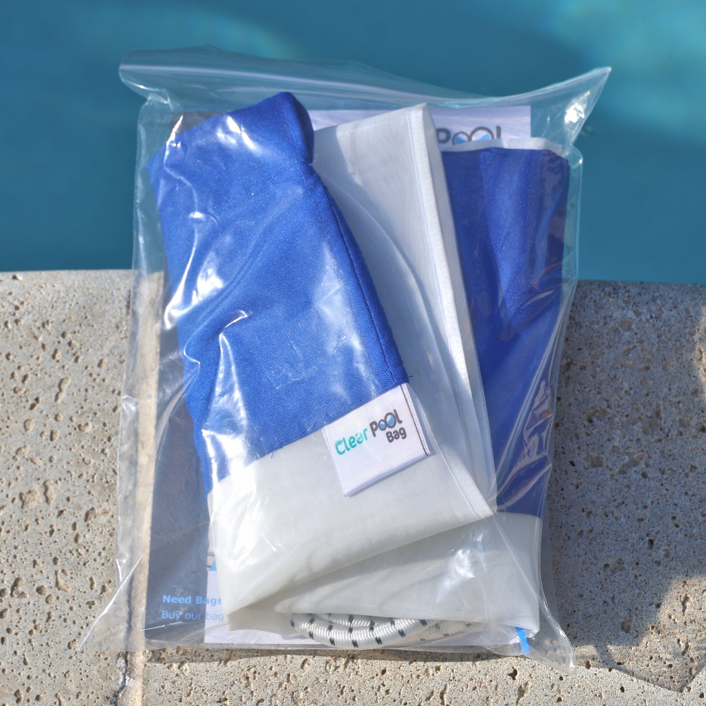 200 micron turquoise pool vacuum replacement bag for Riptide, Hammerhead, Power Vac and Bottom Feeder poolside clear